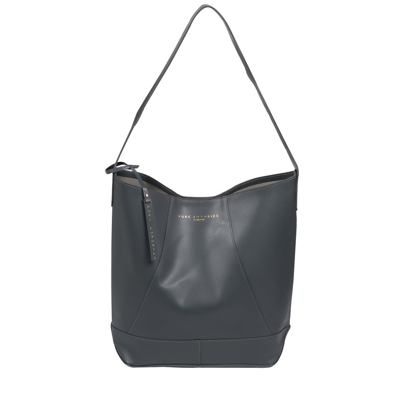 'Tunbridge' Smoky Blue Vegetable-Tanned Unlined Leather Shoulder Bag