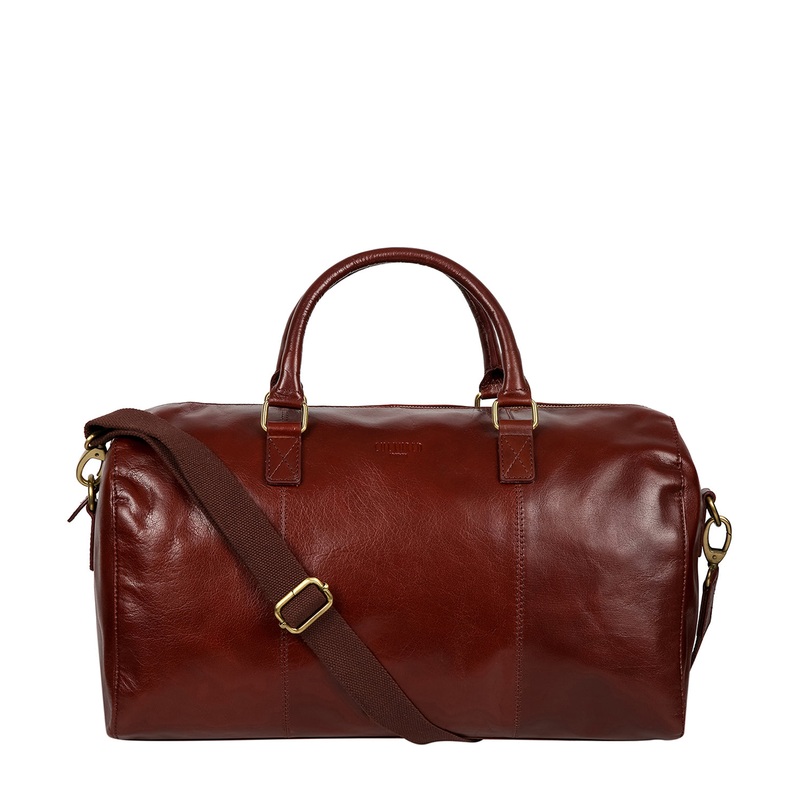 'Weekender' Dark Chestnut Leather Holdall