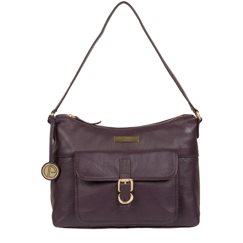 'Wells' Plum Leather Shoulder Bag