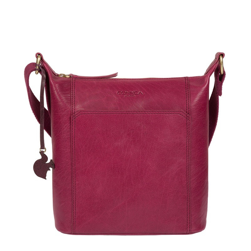 'Yasmin' Orchid Leather Cross Body Bag