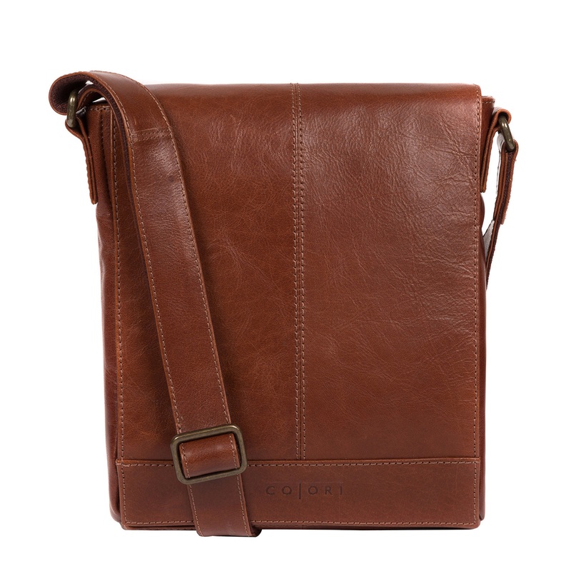 'Zoff' Italian-Inspired Umber Brown Leather Messenger Bag