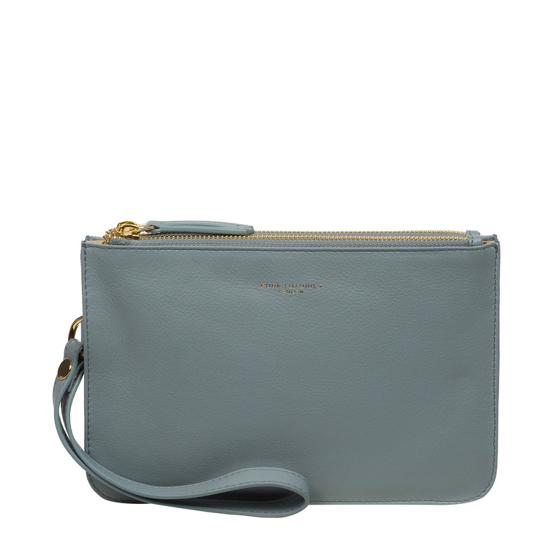 'Addison' Cashmere Blue Nappa Leather Clutch Bag