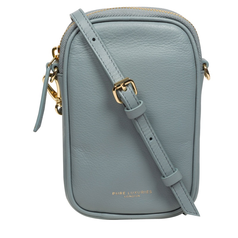 'Alaina' Cashmere Blue Nappa Leather Cross Body Phone Bag