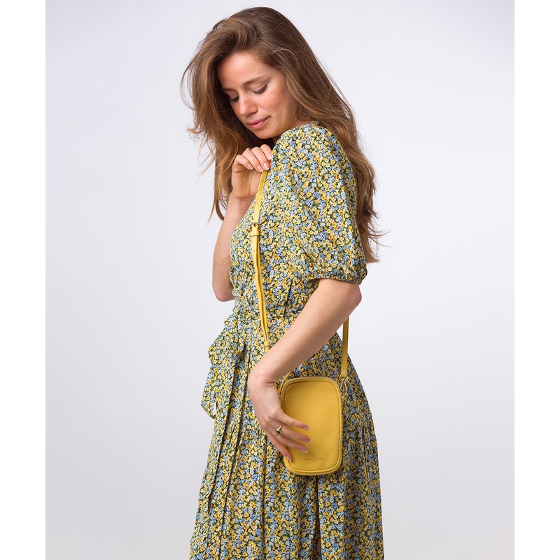 'Alaina' Lemon Drop Nappa Leather Cross Body Phone Bag