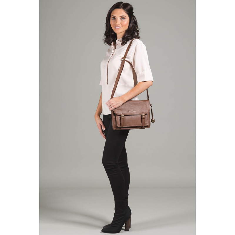 'Alba' Tan Pebbled Cowhide Leather Small Satchel