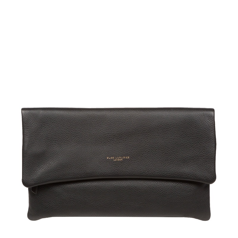 'Amelia' Black Nappa Leather Clutch Bag
