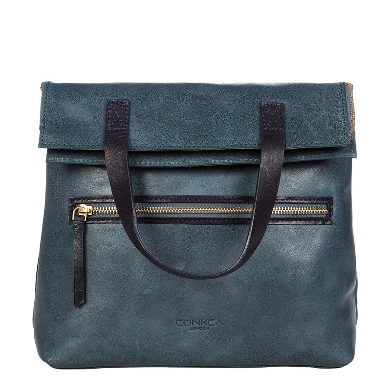 'Anoushka' Denim & Navy Leather Backpack