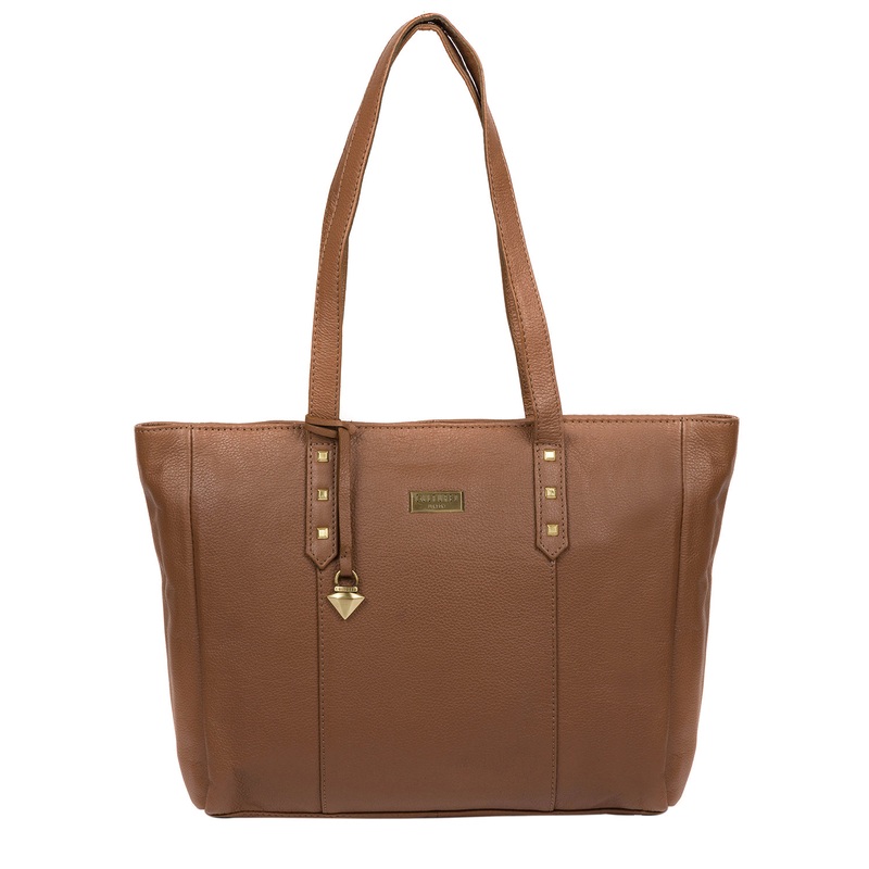 'Avery' Tan Leather Tote Bag
