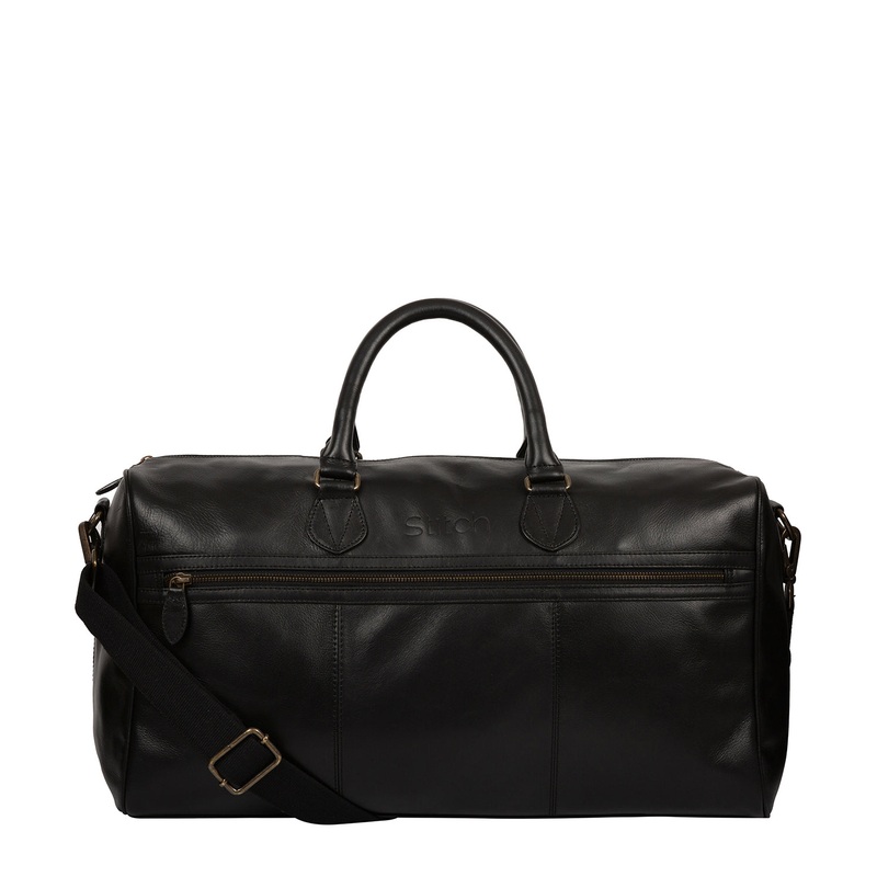 'Aviator' Black Leather Holdall
