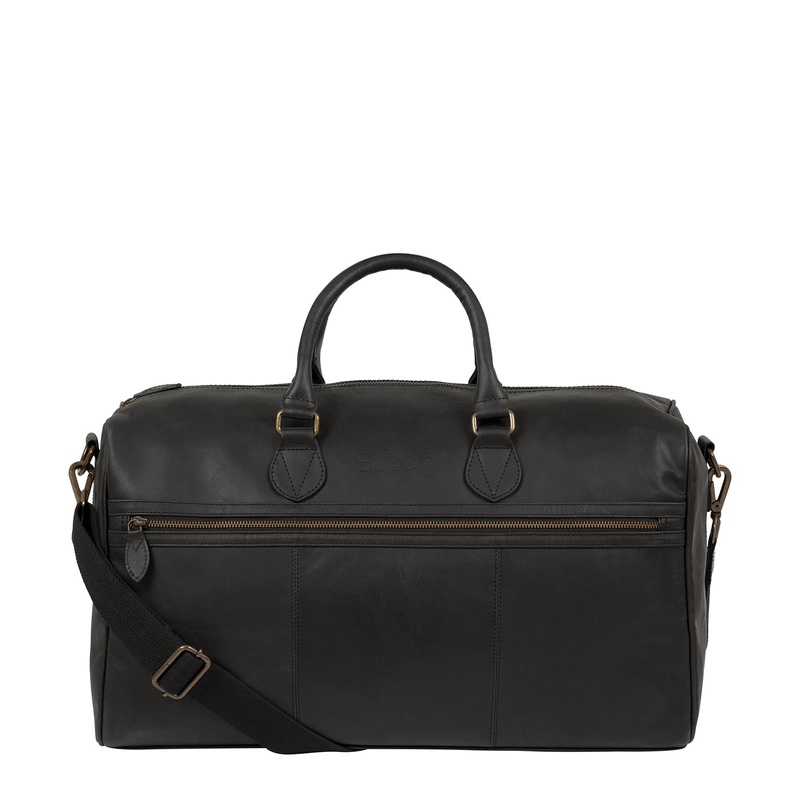 'Aviator' Matte Black Leather Holdall