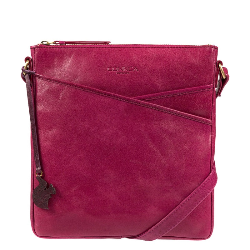 'Avril' Orchid Leather Cross Body Bag
