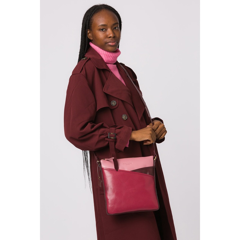 'Avril' Orchid, Plum & Blush Leather Cross Body Bag