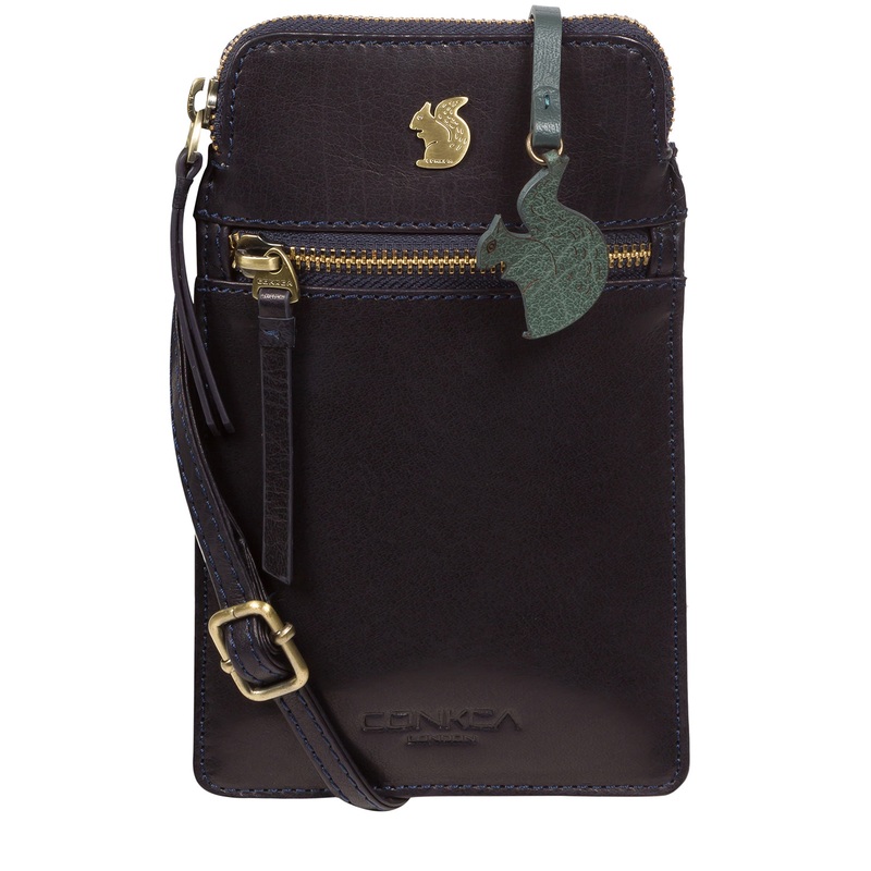 'Bambino' Navy Leather Cross Body Phone Bag