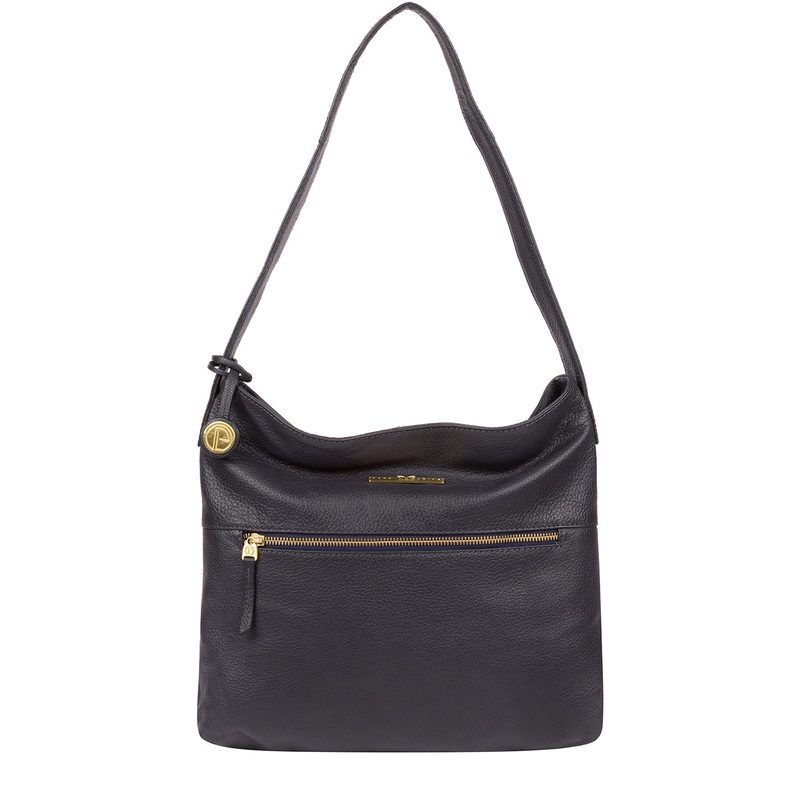 'Barbara' Midnight Blue Leather Shoulder Bag