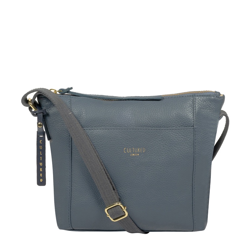 'Belgravia' Moonlight Blue Leather Cross Body Bag