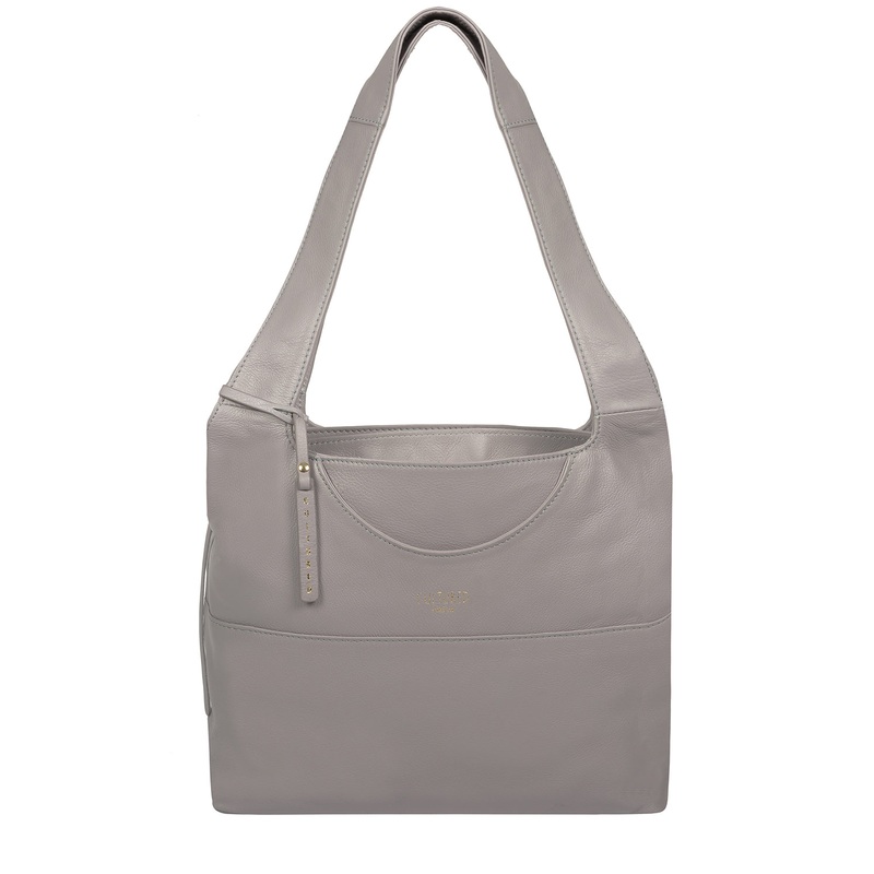 'Boston' Grey Leather Shoulder Bag