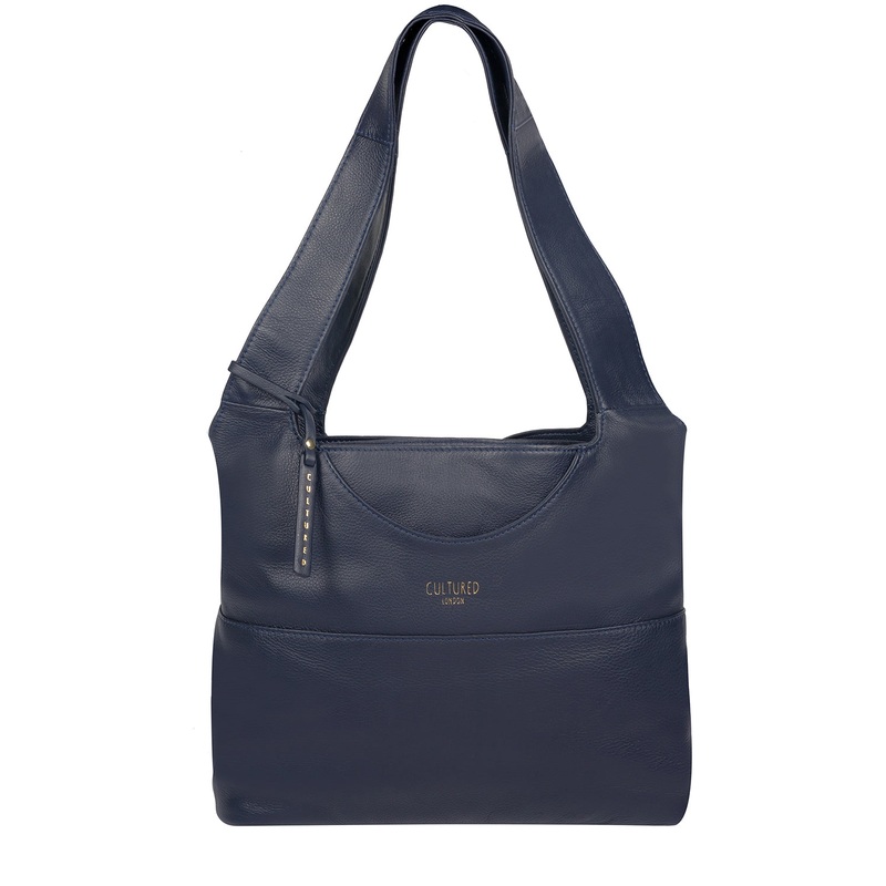 'Boston' Ink Leather Shoulder Bag