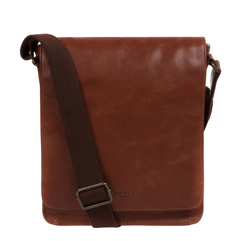 'Bowen' Conker Brown Leather Cross Body Bag