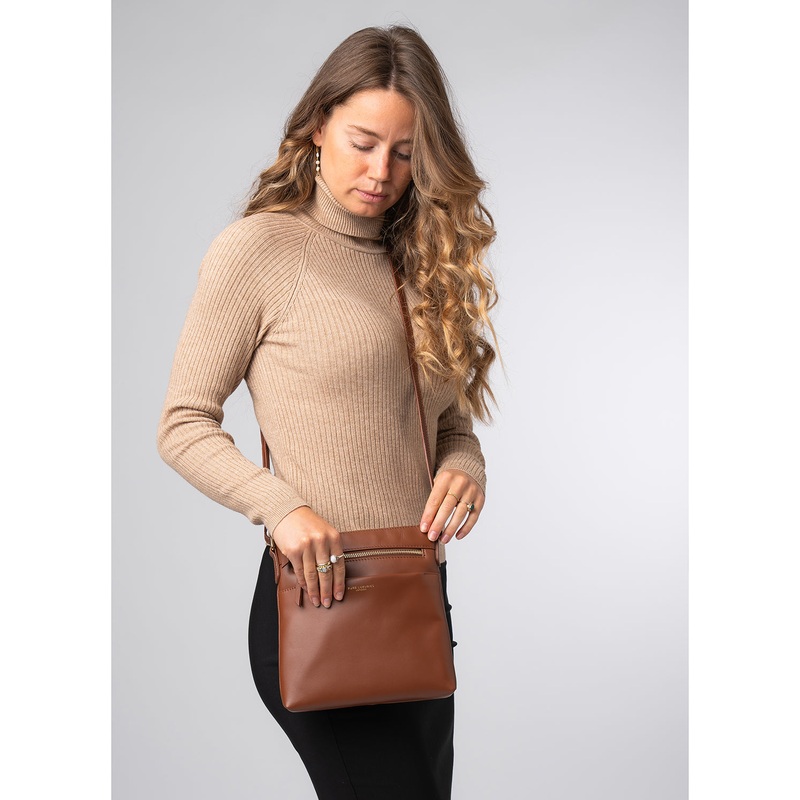'Brooke' Caramel Leather Cross Body Bag