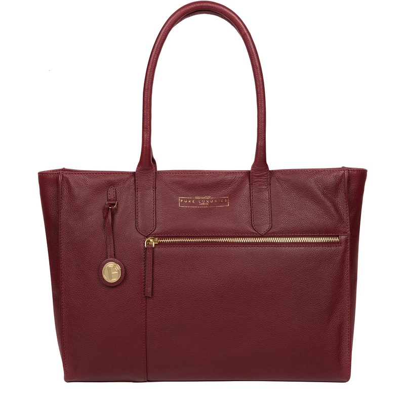 'Buckingham' Deep Red Leather Tote Bag