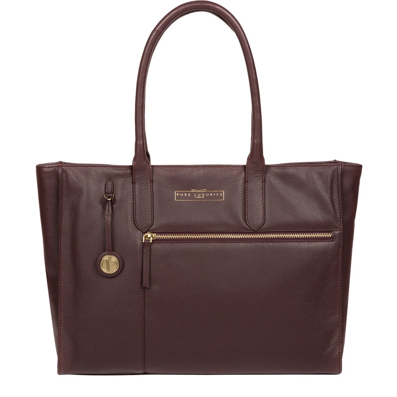 'Buckingham' Plum Leather Tote Bag