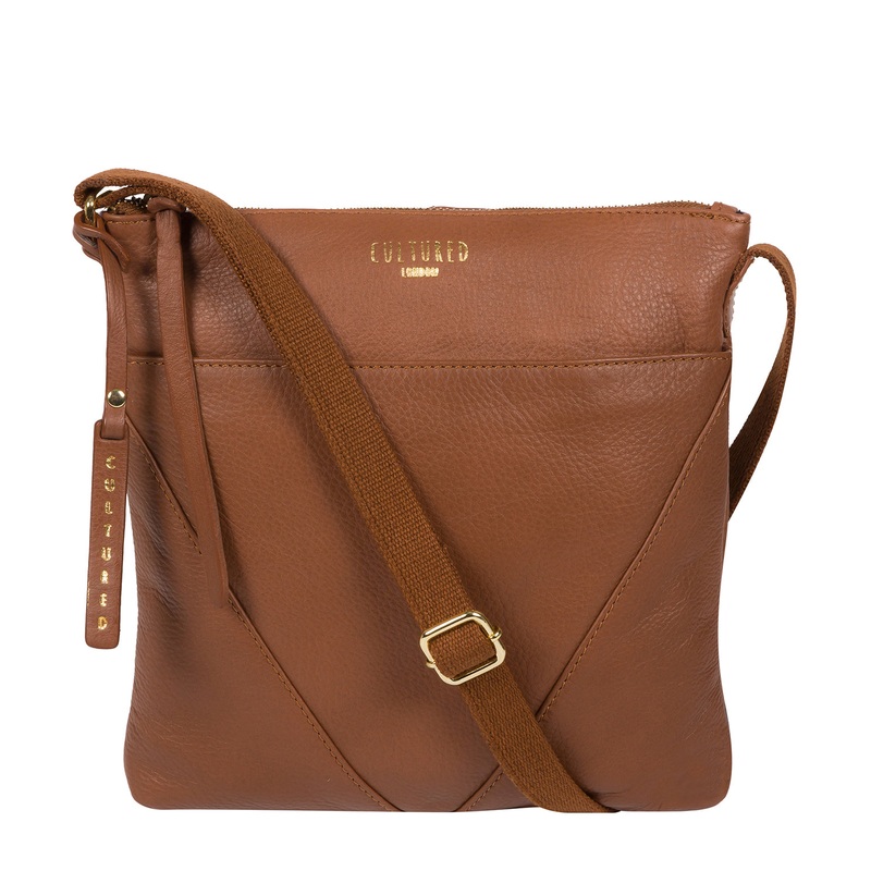 'Camden' Dark Tan Leather Cross Body Bag