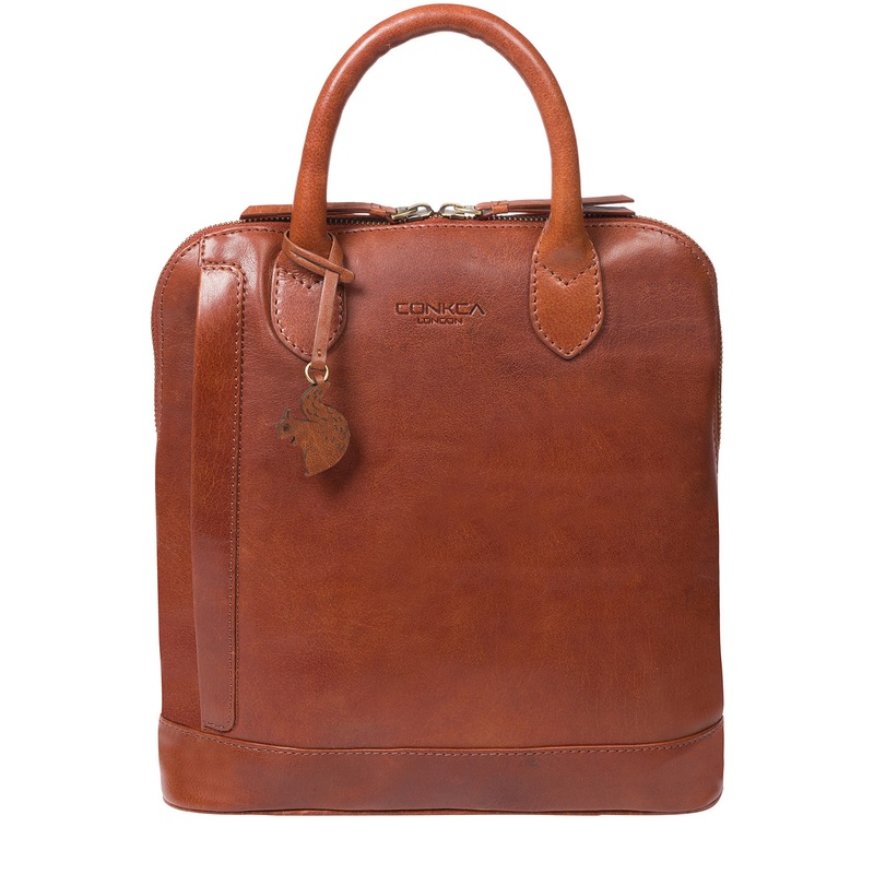 'Camille' Conker Brown Leather Backpack