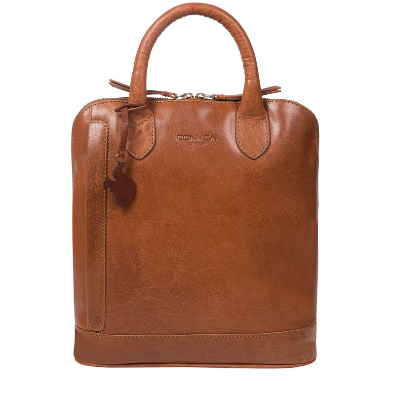 'Camille' Dark Tan Leather Backpack