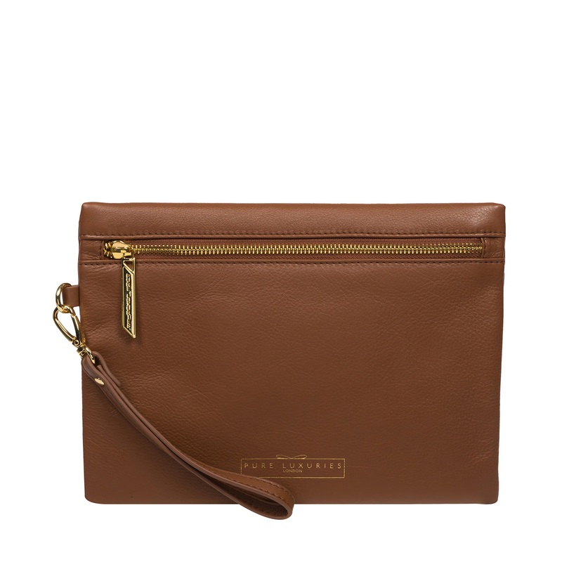 'Chalfont' Tan Leather Clutch Bag