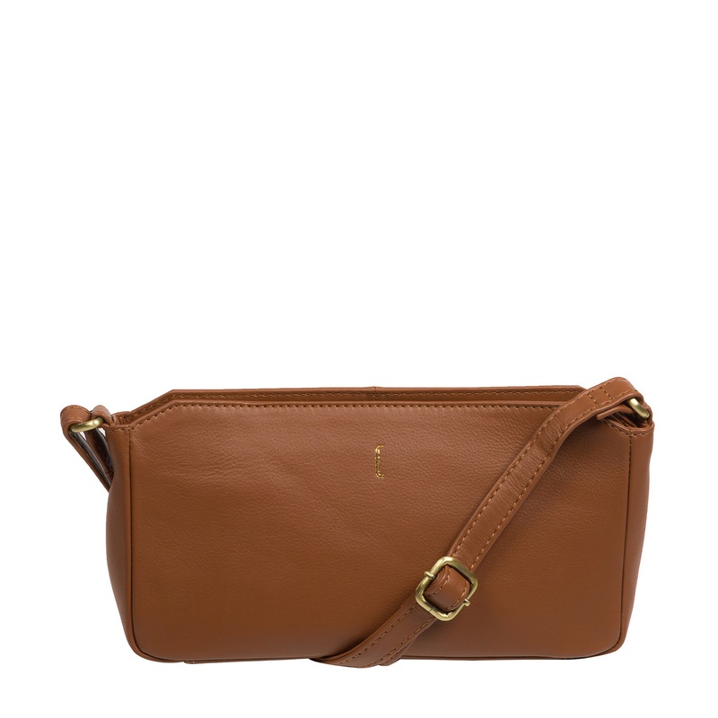 'Christina' Tan Leather Cross Body Bag