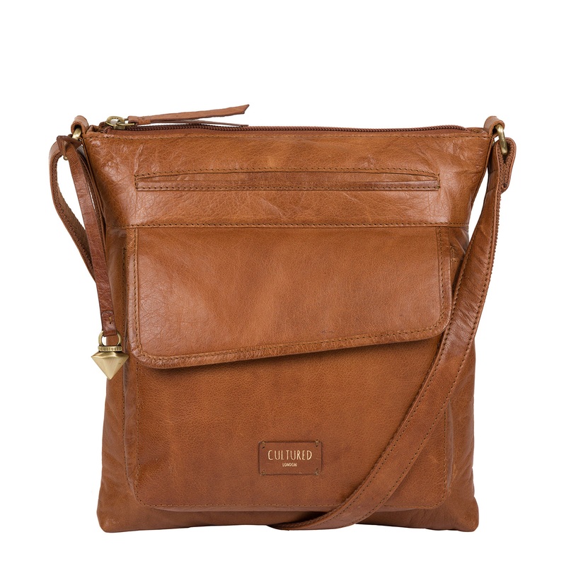 'Daar' Dark Tan Leather Cross Body Bag