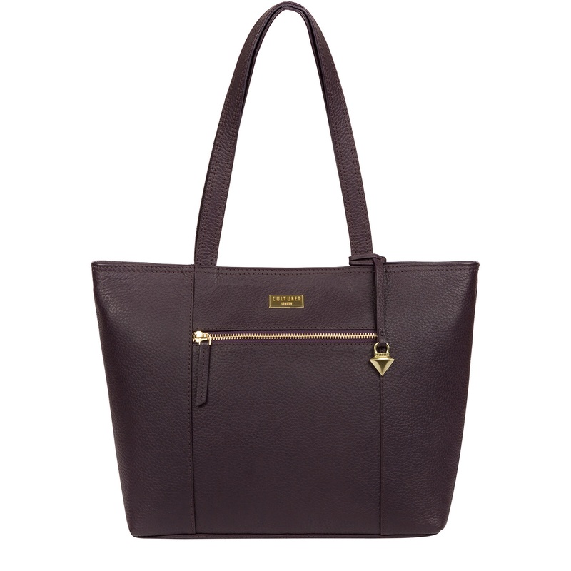 'Dawn' Fig Leather Tote Bag