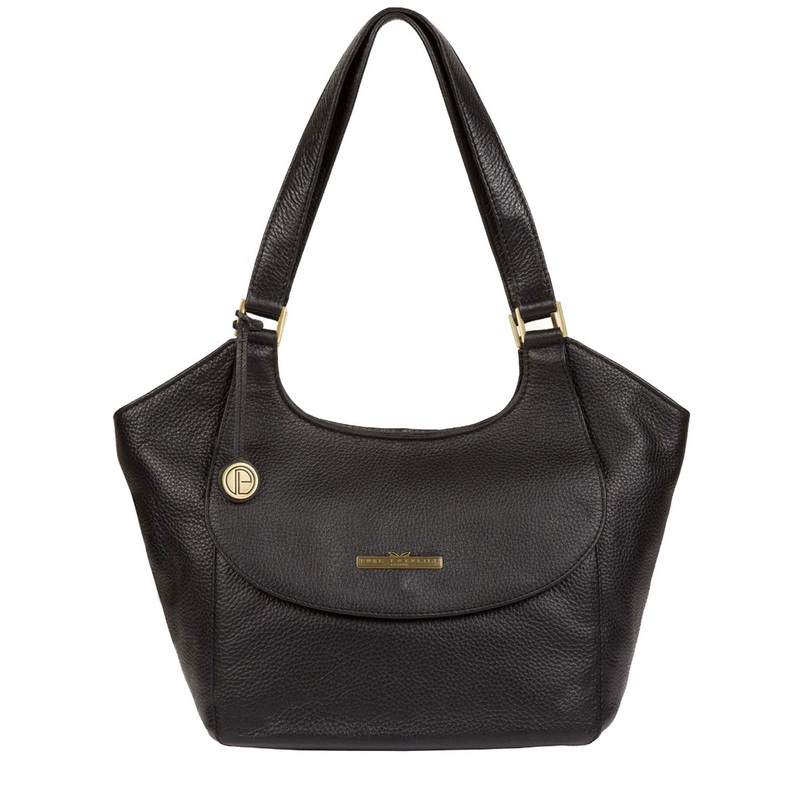 'Denisa' Black Leather Tote Bag