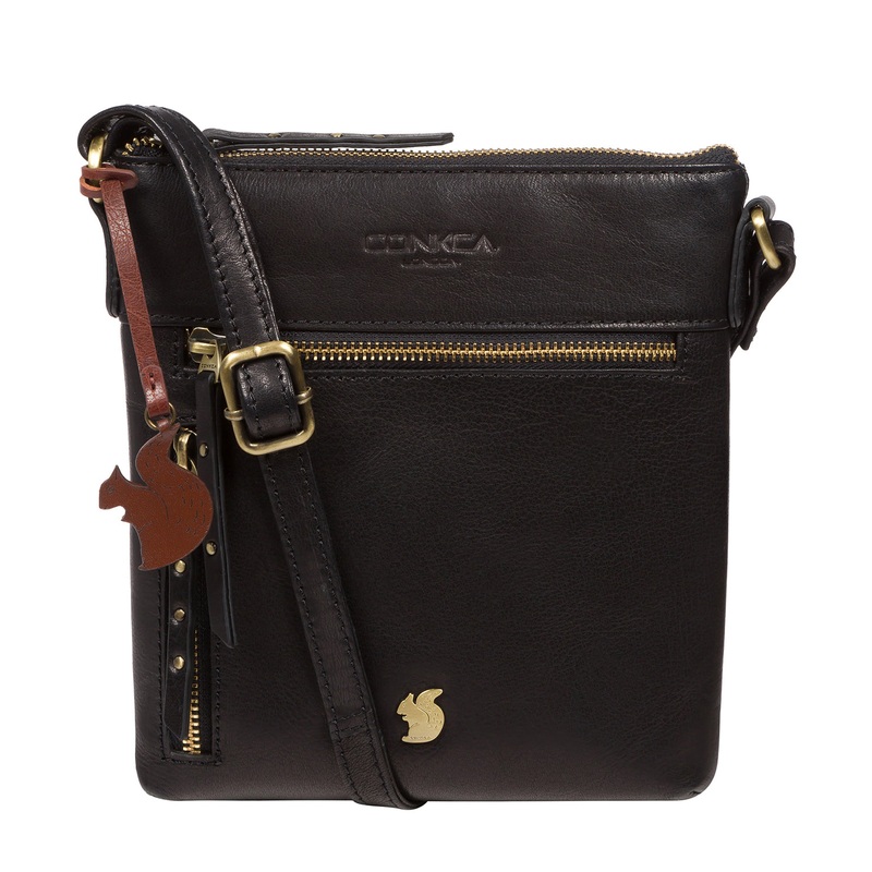 'Elf' Black Leather Cross Body Bag