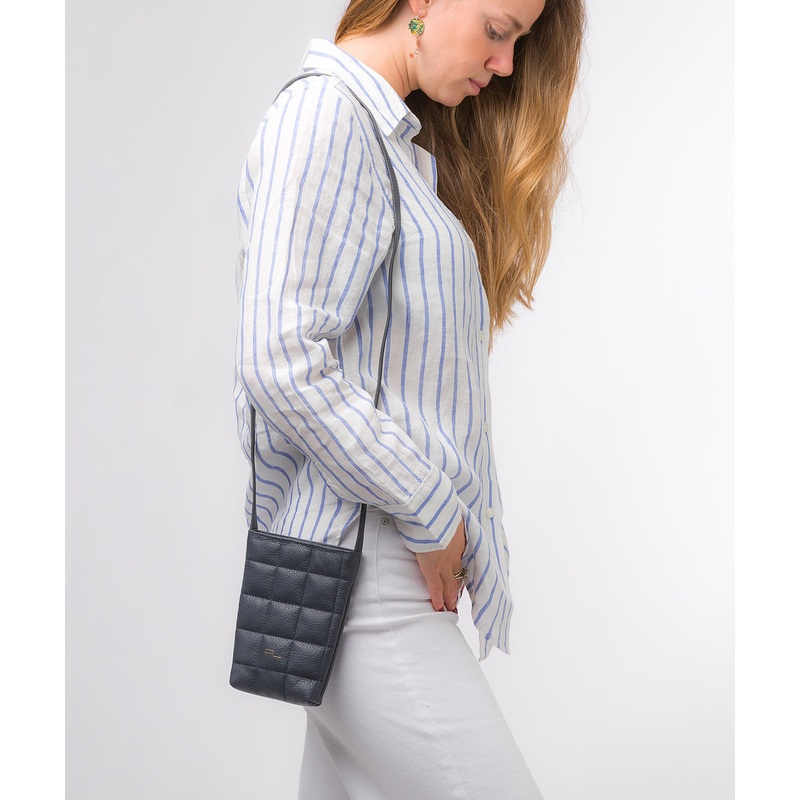 'Elouise' Navy Nappa Leather Cross Body Phone Bag