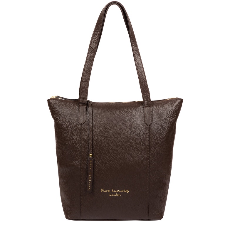 'Elsa' Chocolate Leather Tote Bag