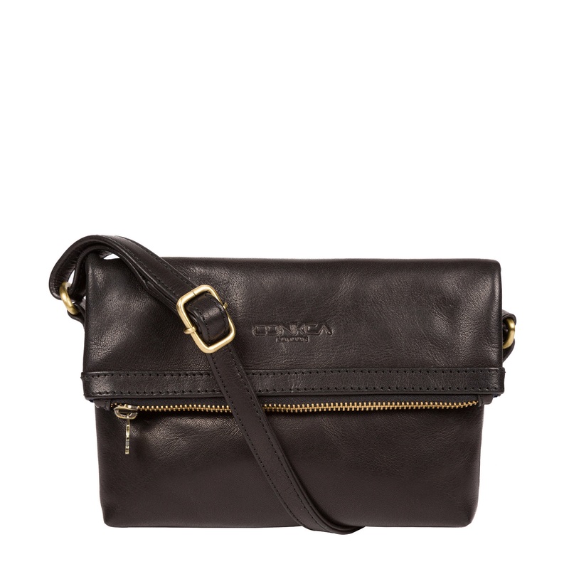 'Emin' Black Leather Cross Body Bag