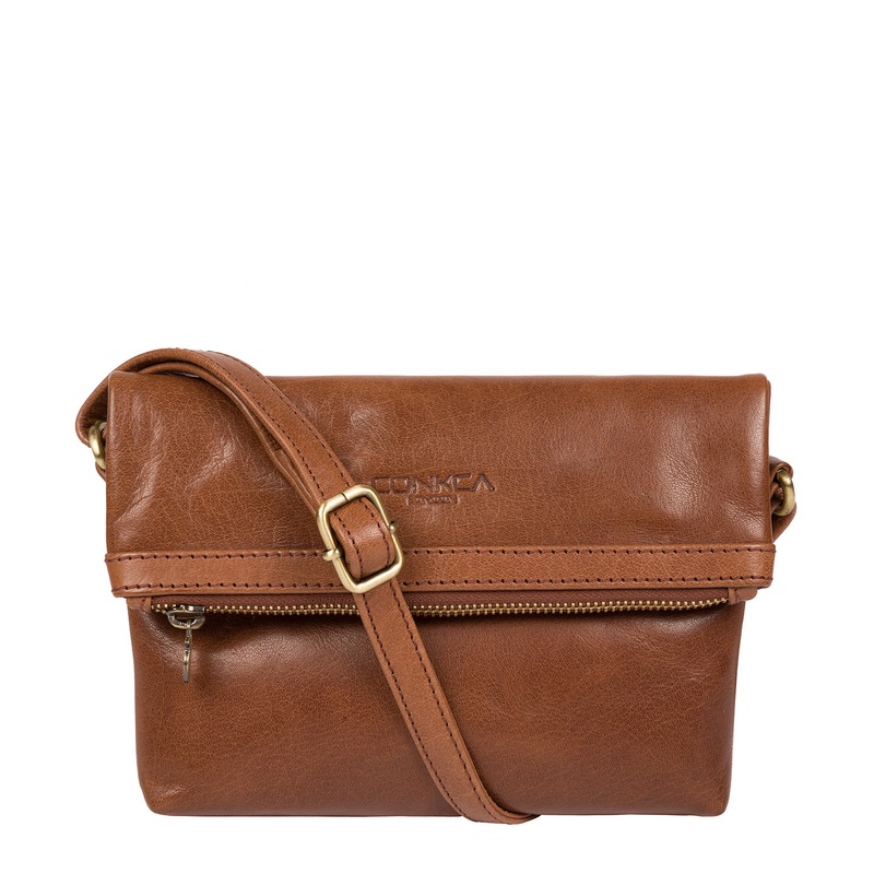 'Emin' Conker Brown Leather Cross Body Bag