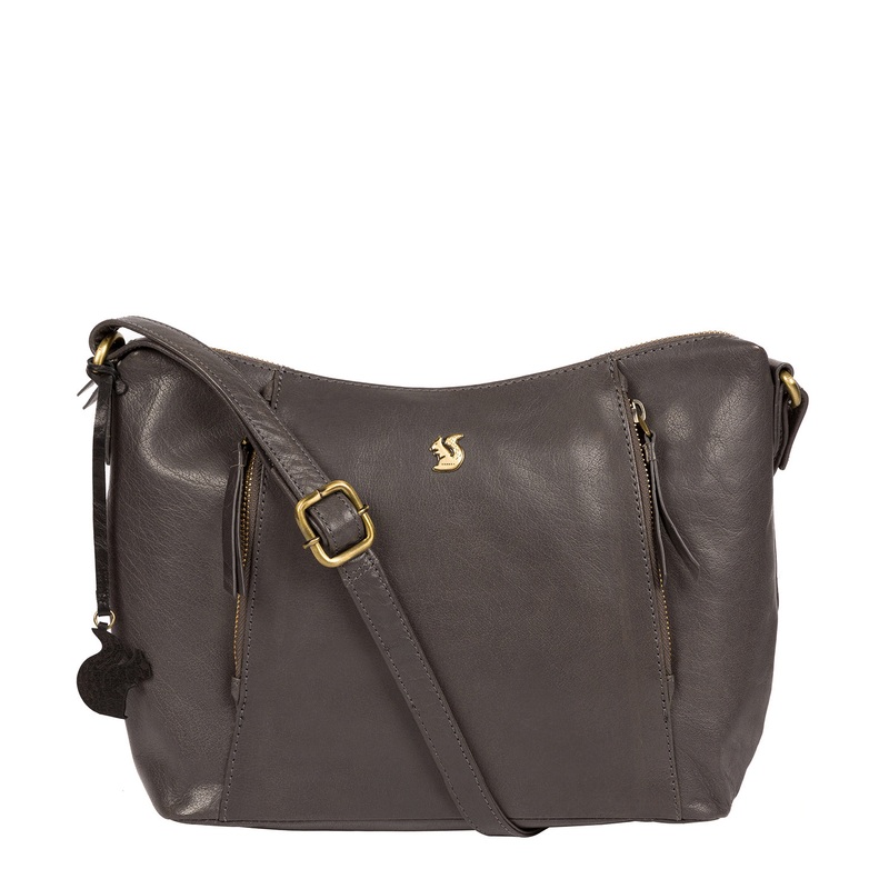 'Esta' Slate Leather Cross Body Bag
