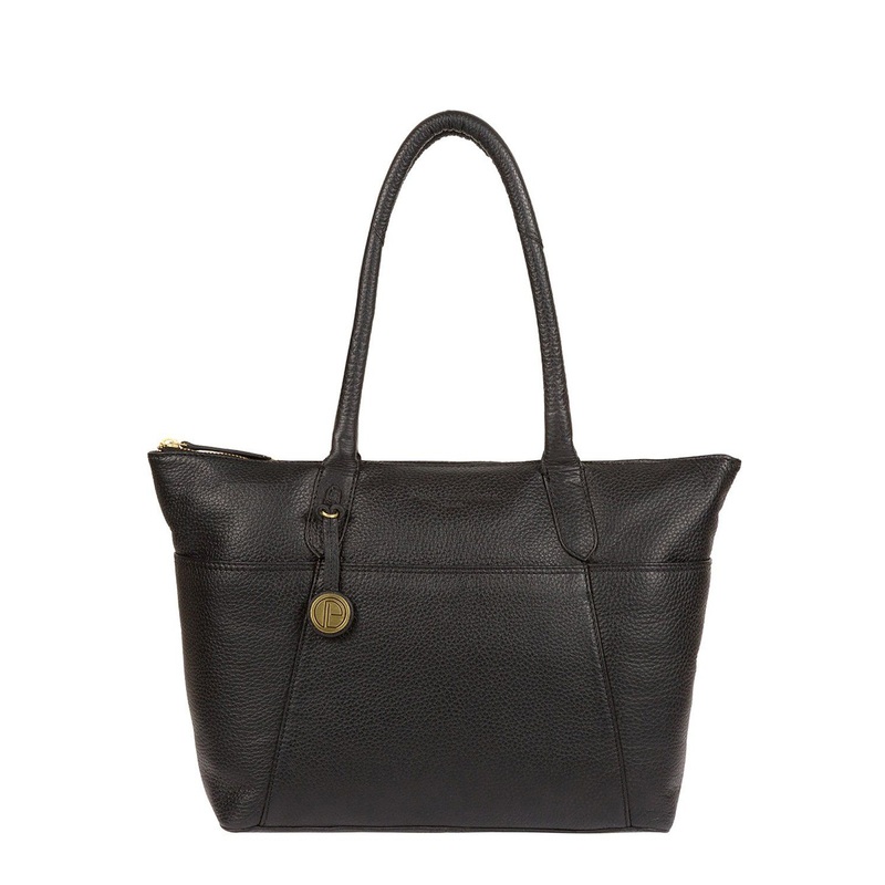 'Eton' Black & Gold-Coloured Detail Leather Tote Bag