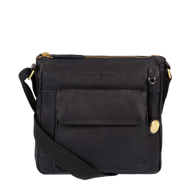 'Fleet' Navy & Gold Leather Cross Body Bag