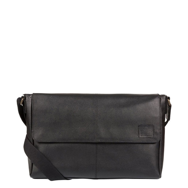 'Forrester' Black Leather Messenger Bag