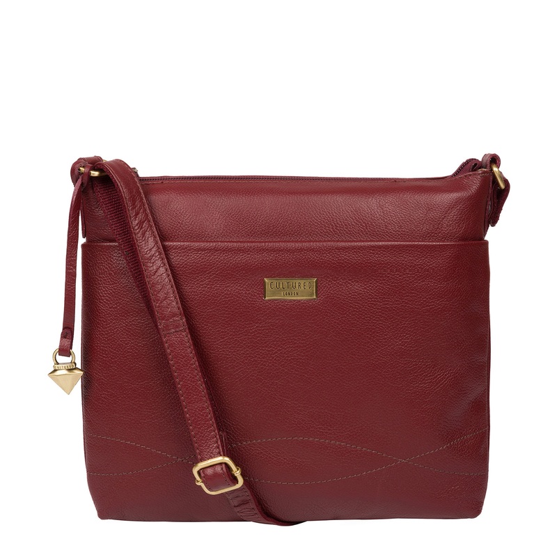 'Gianna' Ruby Red Leather Cross Body Bag