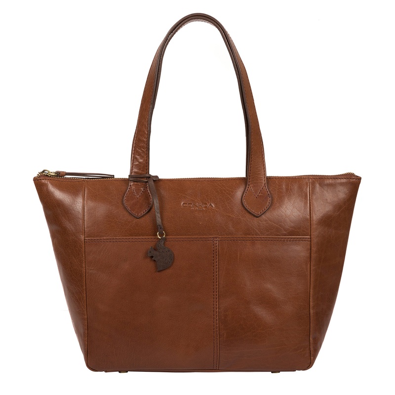 'Harp' Conker Brown Leather Tote Bag