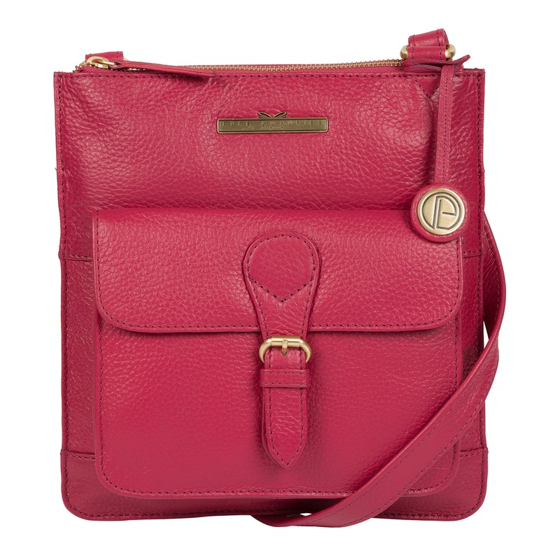'Heather' Berry Leather Cross Body Bag