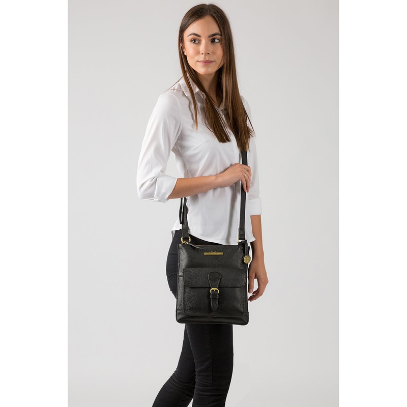 'Heather' Black Leather Cross Body Bag