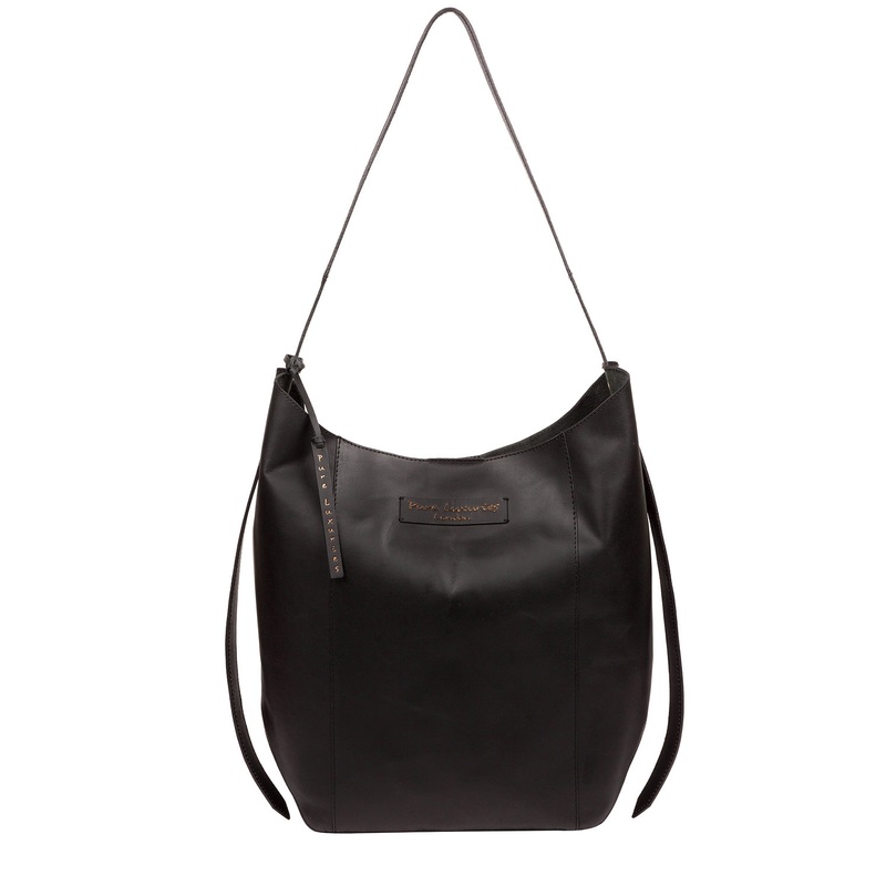 'Hoxton' Liquorice Leather Shoulder Bag