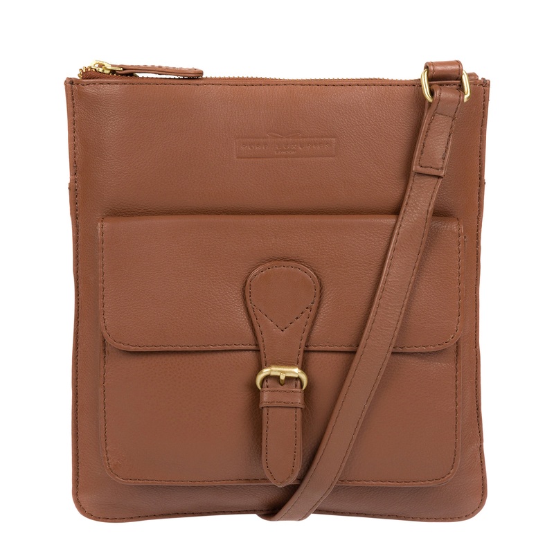 'Inverness' Tan Leather Cross Body Bag
