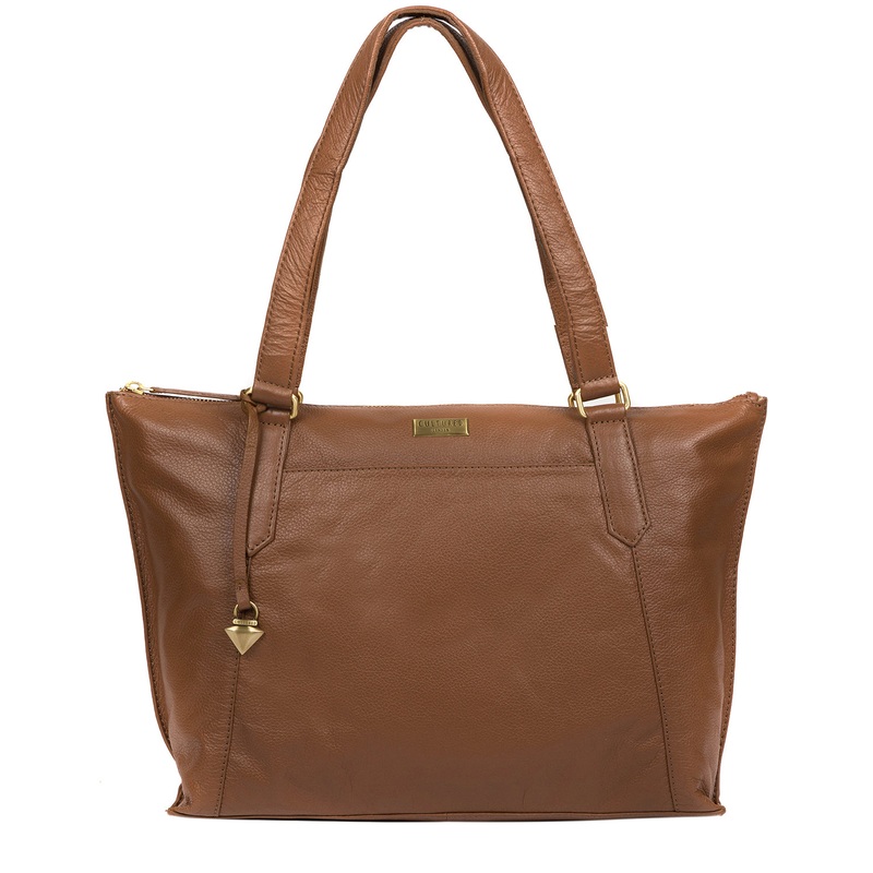 'Isabella' Tan Leather Tote Bag