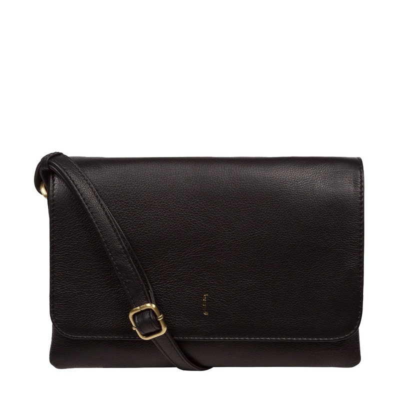 'Izzy' Black Leather Cross Body Bag